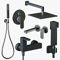 Black Modern Bathroom and Kitchen Faucets with Shower Head and Handheld Taps