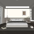 Modern Minimalist Bedroom Interior With Platform Bed Wall Art And Area Rug