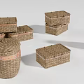 Handwoven Storage Boxes and Baskets in Various Shapes for Home Decor and Organization 3d model