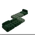 Green Velvet Modern Sectional Sofa with Tufted Details Showcased in Various Angles