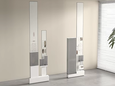 Modern Display Shelves With White And Gray Frame And Mirror Panels For Item 3d model
