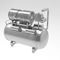 Industrial Silver Air Compressor With Cylindrical Tank Top Unit Heat Sink And Handle