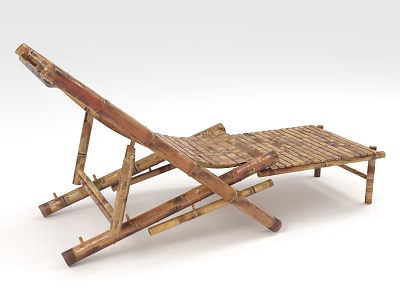 Natural Bamboo Foldable Lounge Chair With Lightweight Design And Comfortable Seat 3d model