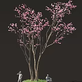 Beautiful Pink Cherry Blossom Tree With Delicate Branches And Flowers 3d model