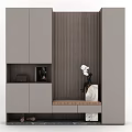 Modern Shoe Cabinet With Storage Bench And Decorative Items For Entryway 3d model