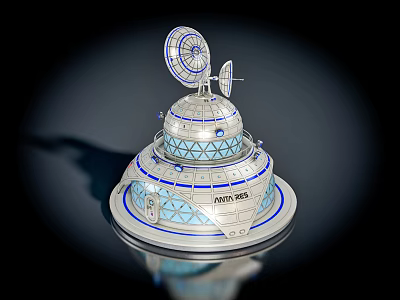 Advanced NEO 2050 Scientific Equipment With Dome Structure And Satellite Antennas 3d model