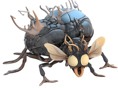 3D Fantasy Insect Character Design With Large Compound Eyes And Detailed Wings 3d model
