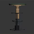 Two Stylish Stools Featuring Green And Red Patterned Seats With Metal Bases