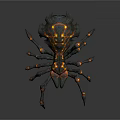 Lava Themed Spiky Armored Spider Game Movie Character with Fiery Features