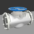 Durable Industrial Valve with Blue Handwheel Silver Metal Body Flange Connections