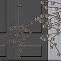 Stylish Chandelier With Branch Like Golden Frame And Hanging Transparent Crystal Balls