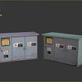 Gray Metal Electrical Equipment Cabinets With Warning Signs And Safety Labels