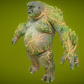 Game Movie Character Large Body Covered With Tree Roots And Moss On Green Background 3d model
