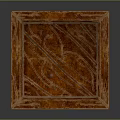 Square Brown Wooden Storage Box With Intricate Carved Details And Natural Wood Grain