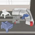 Modern sofa coffee table combination 3d model