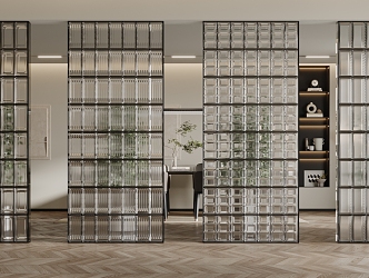 Modern glass partition glass brick 3d model