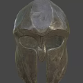 Ancient Style Metal Warrior Helmet With Face Guard Vintage Design And Dark Background