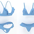 Blue Ruffled Bikini Set With Stylish Top And Bottom Swimwear Design