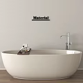 Modern White Freestanding Bathtub With Chrome Faucet And Tray On Light Neutral Wall
