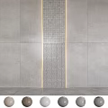 Modern Vertical Wall Component With Small Square Tiles And Light Strips On Gray Panels 3d model