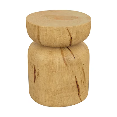 Handmade Natural Wooden Stool With Stacked Cylindrical Design And Rustic Texture 3d model