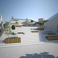 Modern Garden Landscape Design With Stepped Terraces Wooden Planters And Greenery