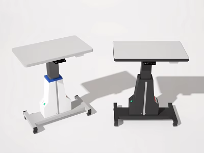 White and Black Mobile Functional Desk with Stable Wheels and Modern Design 3d model