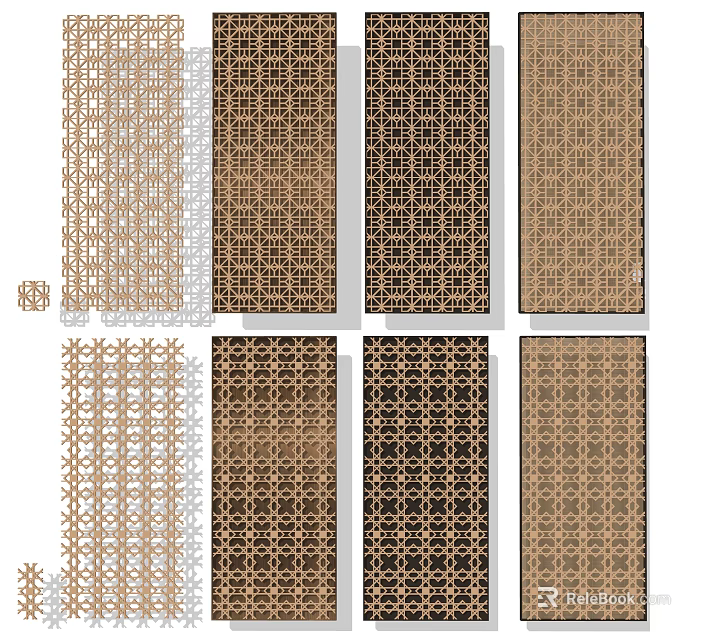 Decorative Room Divider Screens With Various Intricate Patterns And Designs 3d model
