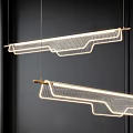Modern Linear Chandelier With Metal Wire Frame And LED Lighting Design 3d model