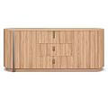 Modern Light Natural Wood TV Stand With Rounded Edges And Storage Drawers For Living Room