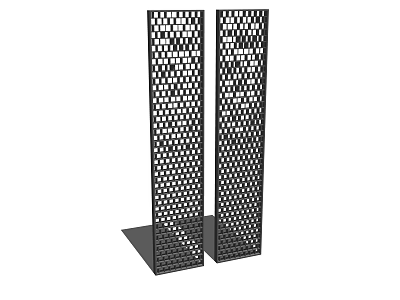 Modern Black Room Dividers With Perforated Square Pattern And Vertical Design 3d model