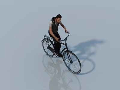 People Riding Bicycles On Light Colored Surface With Reflections And Shadows 3d model