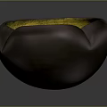 Household Decorative Bowl With Dark Brown Exterior And Yellow Textured Interior