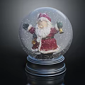 Christmas Decorative Ornament Set With Santa Claus Snow Globe Bells Snowflakes And Silver Base
