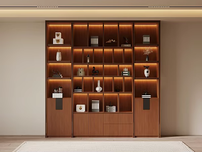 New Chinese Style Tea Cabinet Bookcase 3d model