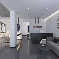 Modern Hair Salon Interior Design With White Chair Round Mirror And Ceiling Lights