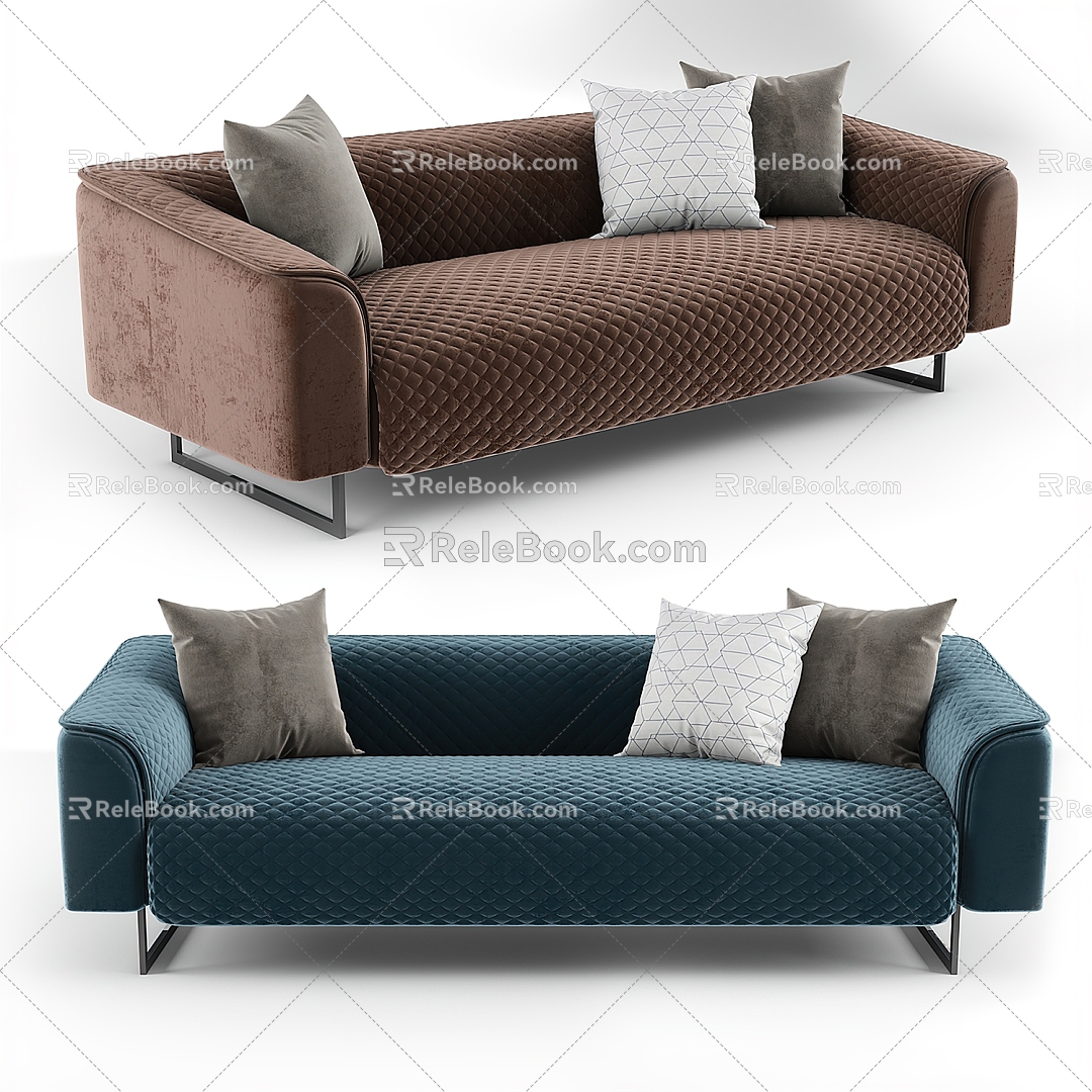 Fabric double sofa 3d model