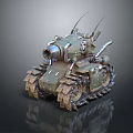 Tank Like Smart Machine With Tracks Cannon And Metallic Antennas Design