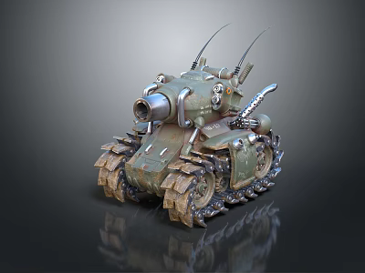 Tank Like Smart Machine With Tracks Cannon And Metallic Antennas Design 3d model