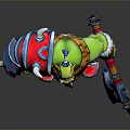 Fantasy Orc Warrior Character With Green Skin Battle Armor Axe And Red Boots