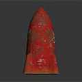 Red Rocket Model with Rustic Red Surface and White Scratches on Dark Background