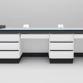 Functional Utility Table With Black Countertop Multiple Drawers White Cabinets And Faucet 3d model