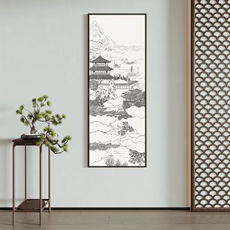 New Chinese Architectural Painting Decorative Painting 3d model