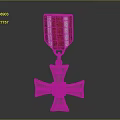 Cross Sculpture Medal Carving with Red White Ribbon and Inscribed NA POUTI HRAFA 1921