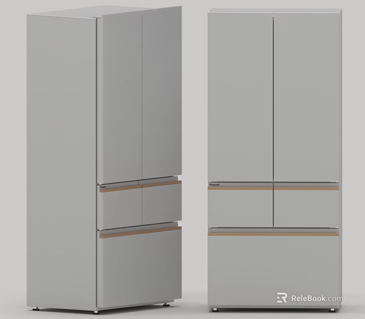 Modern Double Door Refrigerator Daily Kitchen Appliance With Sleek Design And Storage Space 3d model 