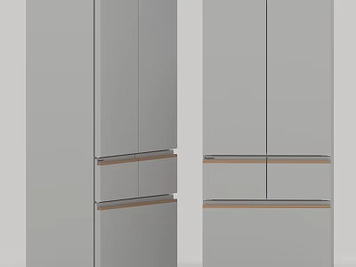 Modern Double Door Refrigerator Daily Kitchen Appliance With Sleek Design And Storage Space 3d model