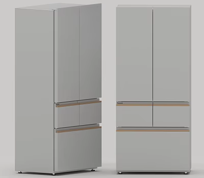 Modern Double Door Refrigerator Daily Kitchen Appliance With Sleek Design And Storage Space 3d model