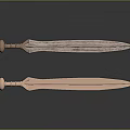 Two Decorative Swords With Ornate Handles And Sharp Metallic Blades