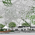 Bus platform Awning of bus platform 3d model