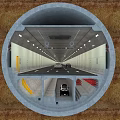 Tunnel Interior Roadway Facilities With Traffic Lanes Lighting And Moving Vehicles